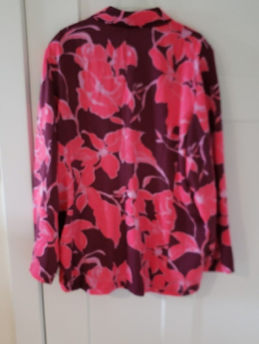 NEW VENUS Maroon Blazer with Bright Pink Floral Print Lined Fall's Popular Color - Picture 5 of 9
